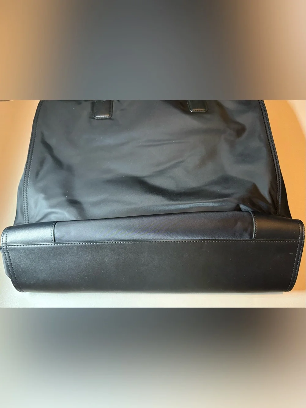 Tory Burch Ella Large Nylon Tote Black Leather Trim Work Travel Bag